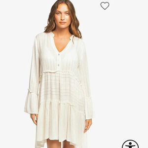 DIA by everything but water Metallic and cream Coverup dress. Size Large